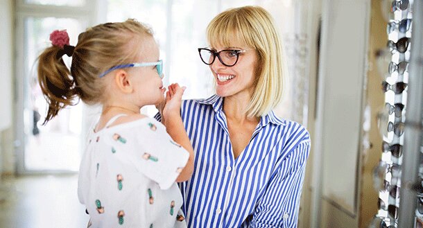 Mom and child happy with their glasses
